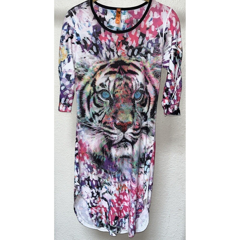 Style B Dress Tiger Studded Multicolored Women Sz L - Picture 6 of 10